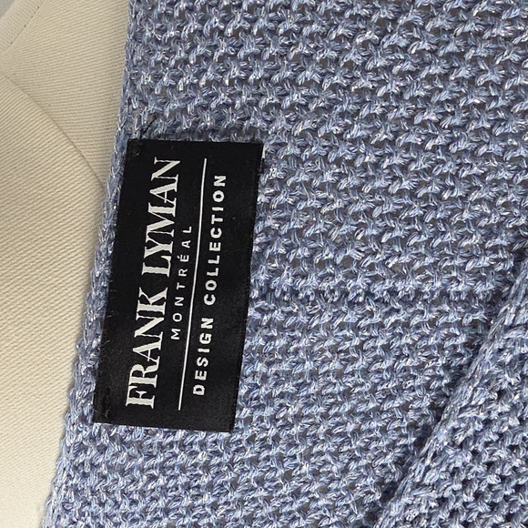 Frank Lyman Montreal Floral Knit Sweater Blue Metallic 3/4 Sleeve Top - Picture 5 of 7